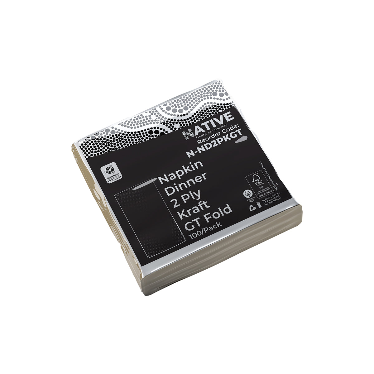 Native Napkin Dinner 2Ply Kraft GT Fold Native Wholesale Canberra