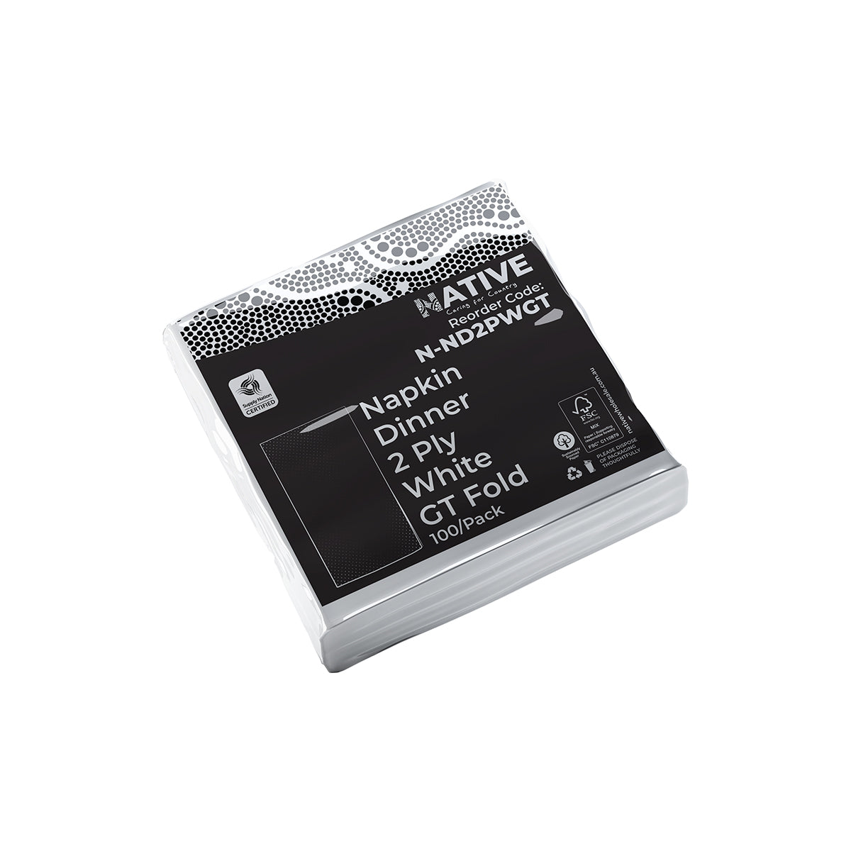 Native Napkin Dinner 2Ply White GT Fold Native Wholesale Canberra