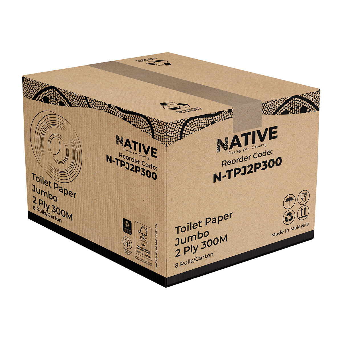 Native Toilet Paper Jumbo 2Ply 300M Native Wholesale Canberra