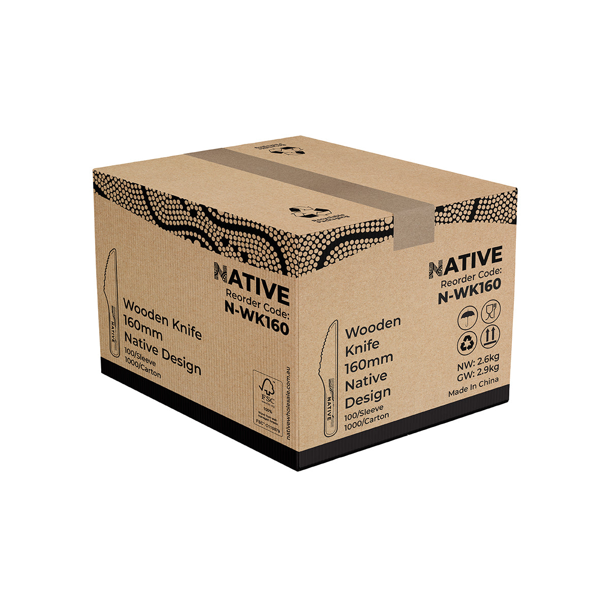 Native Wooden Knife 160mm Native Wholesale Canberra